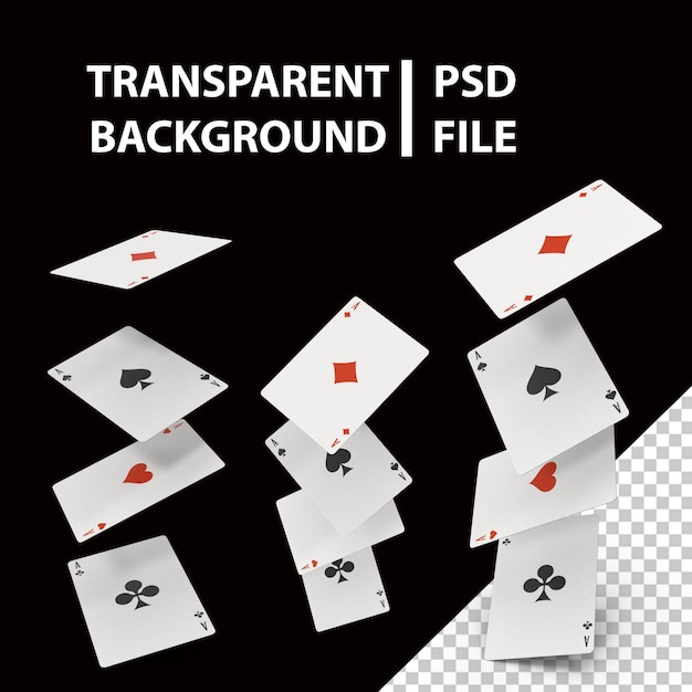 PSD set mit 4 fliegenden spielkarten png