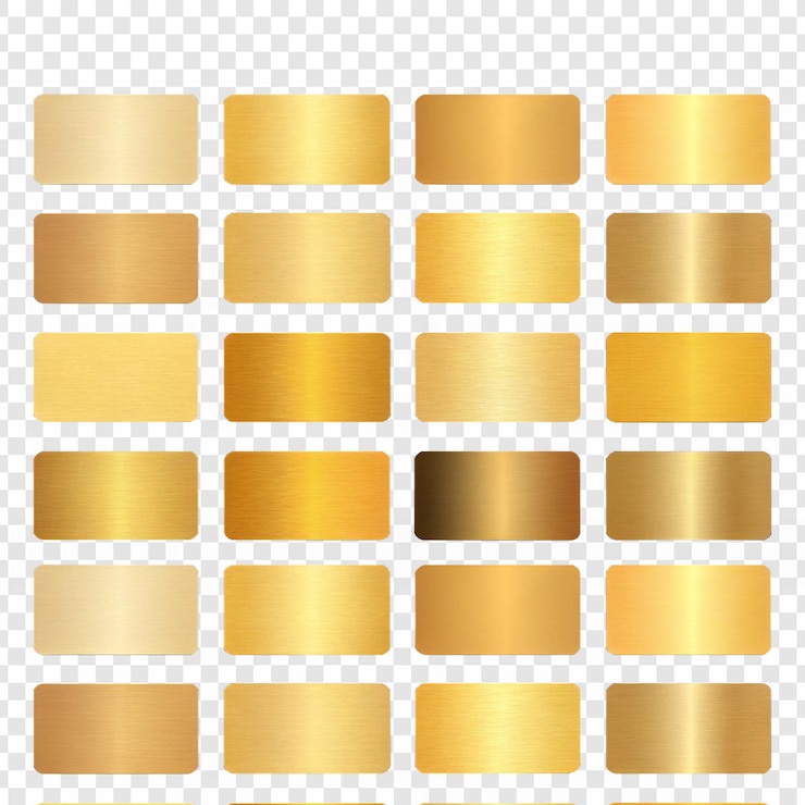 PSD set mit goldenem metallischem gradient-hintergrundtextur