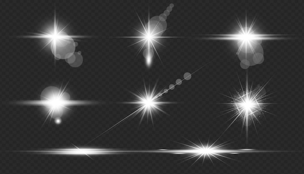 Set mit weißen Glitzern und Lens Flare