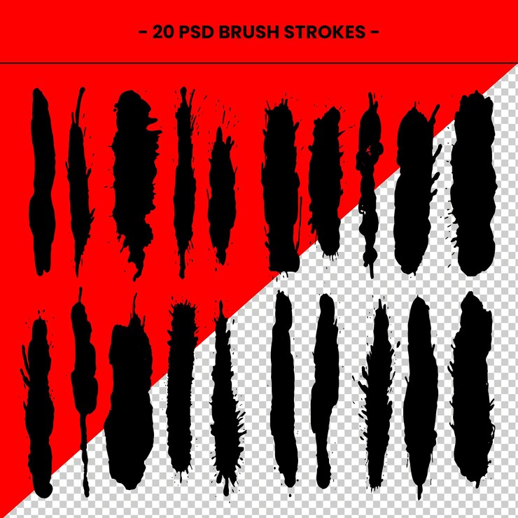 PSD set of 20 photoshop painting brushes psd oil paint ink brush strokes free download