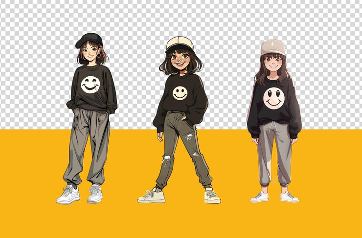 PSD set of 3d illustrations of a girl of cartoon isolated on a transparent background