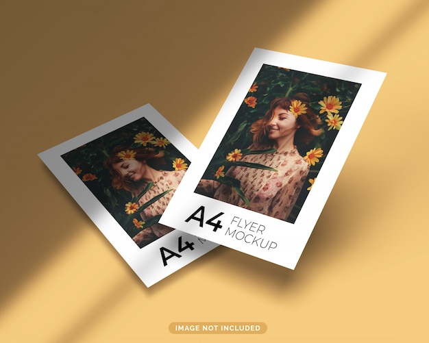 set of a4 format flyer mockup floating with shadow