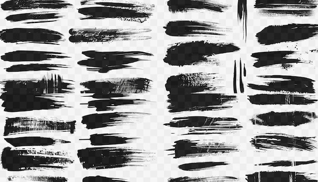 Set of brush strokes black ink grunge brush stroke
