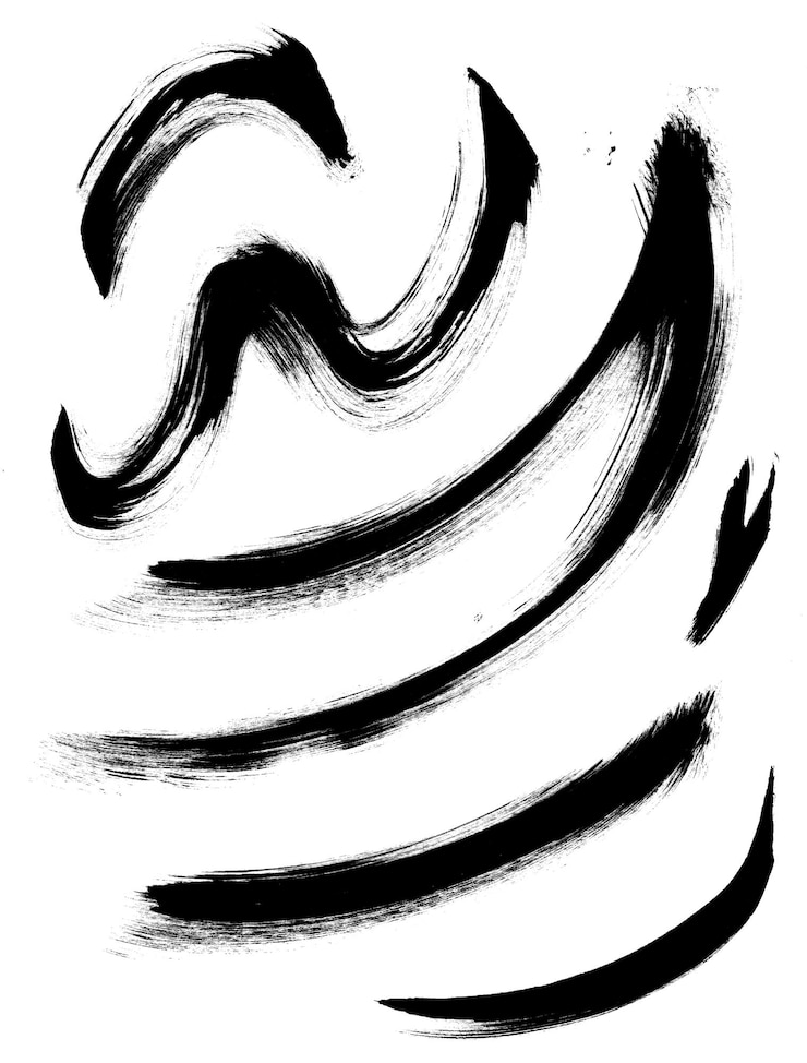 PSD set of brush strokes brushwork brushstroke collection of brush handdrawn graphic elements water