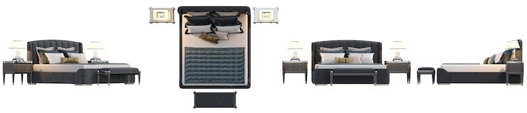 PSD set of classic bed isolated on transparent background 3d render