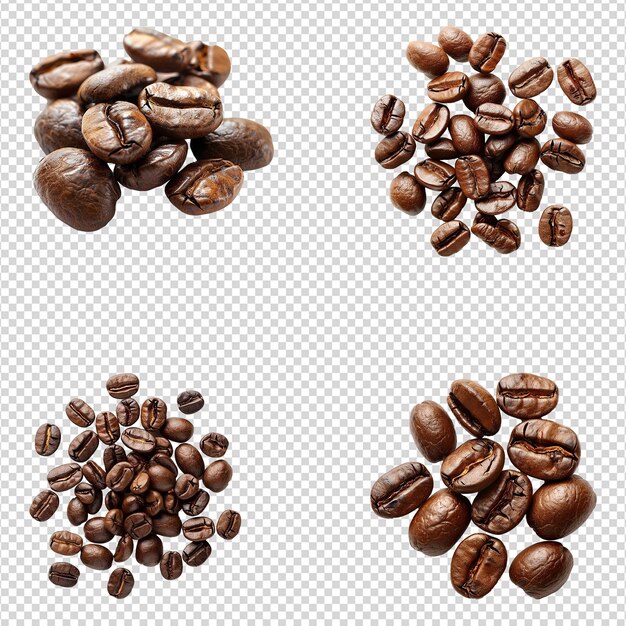 PSD a set of coffee beans isolated on transparent background