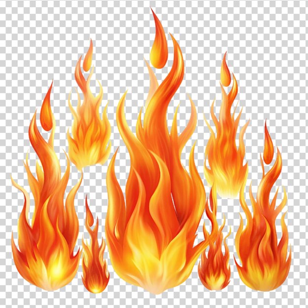 PSD set of fire flame isolated on transparent background