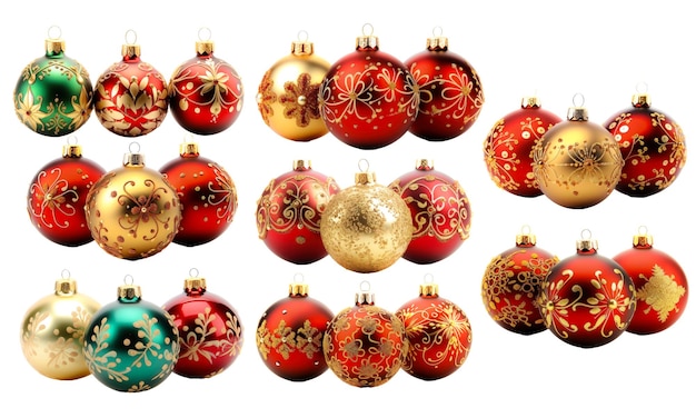 Set of Glittered Christmas ball png per il post sui social media