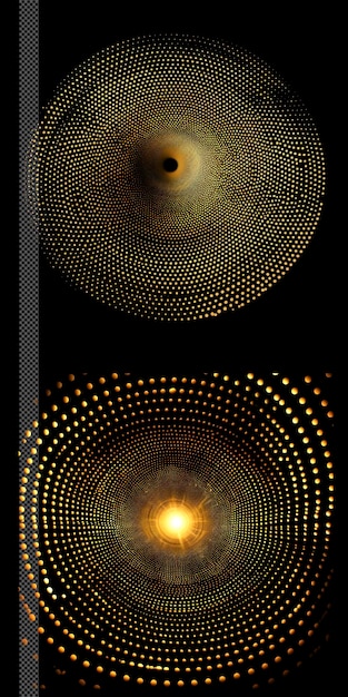 Set of golden silver lighting halftone dots isolated