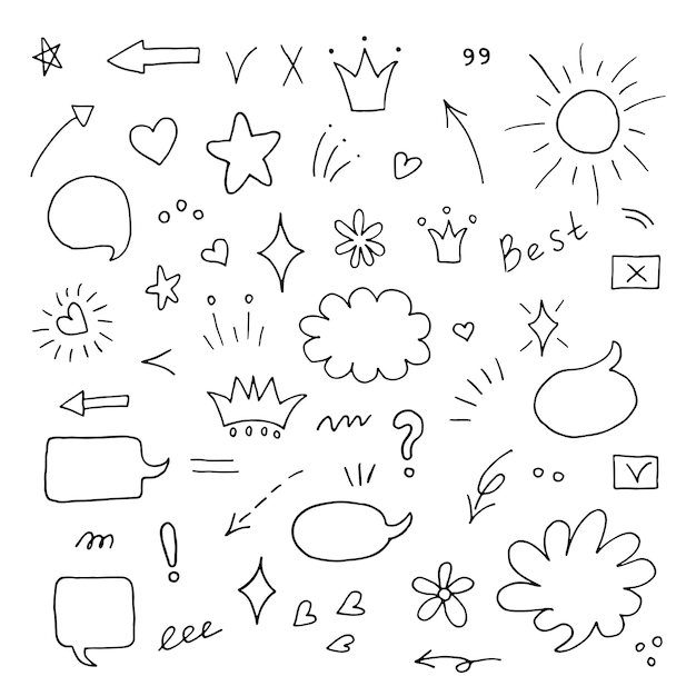 set of hand drawn sketches