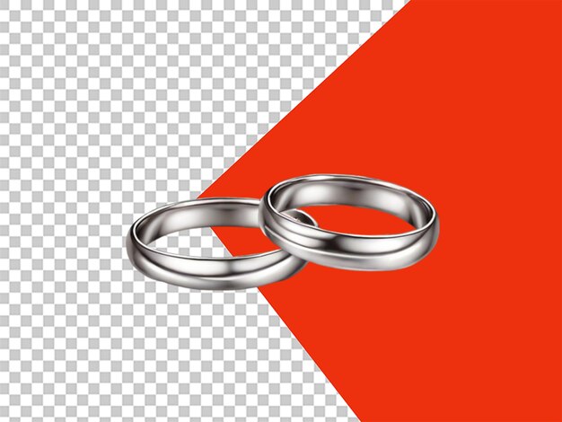 PSD set of realistic vector illustrations of gold wedding rings with shadow