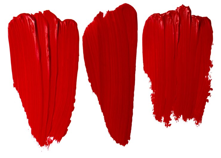 PSD set of red lipstick smears on empty background