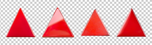 set of red triangle pointed down isolated on transparent background
