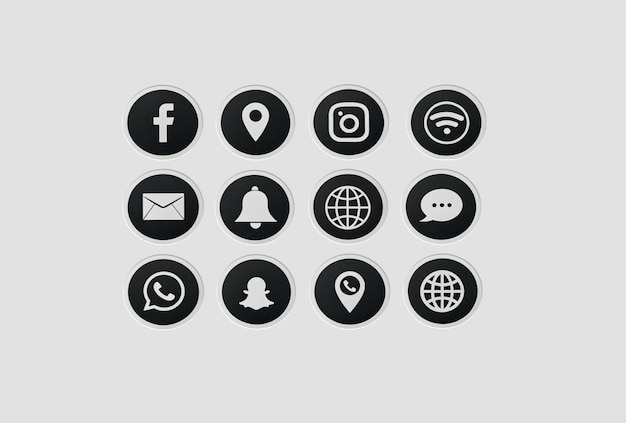 Set of Social Media and App Icons on a Light Gray Background