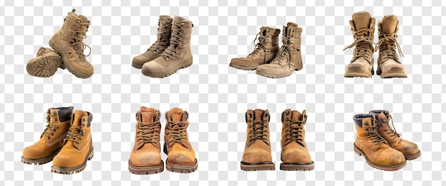 PSD set of solder boots on transparency background png