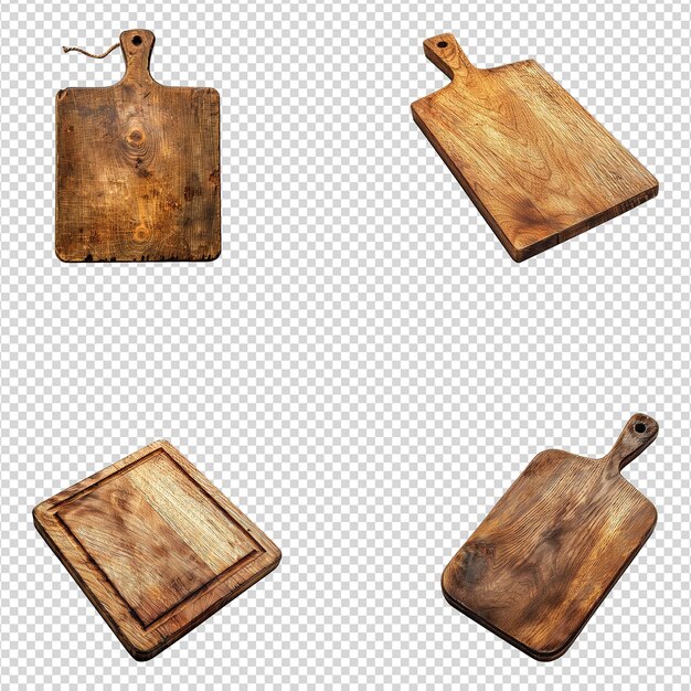 PSD a set of wooden chopping board isolated on transparent background png