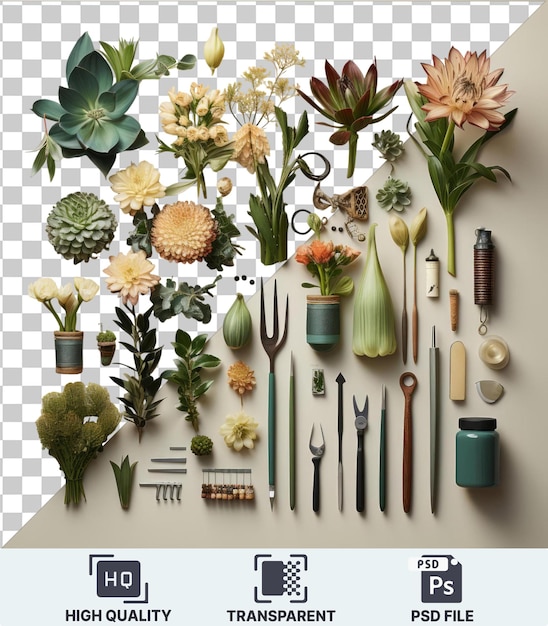 PSD set d'outils et d'accessoires professionnels pour les fleuristes