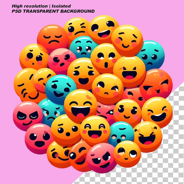 PSD set pack bundle emoticon face reaction isolado fundo transparente