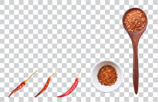 Set de piments rouges séchés isolés ou sur fond blanc photo premium psd