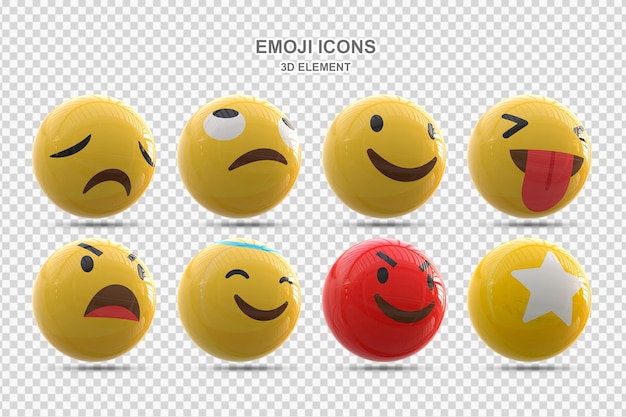 Set PSD di emoji 3D per reazioni sui social media