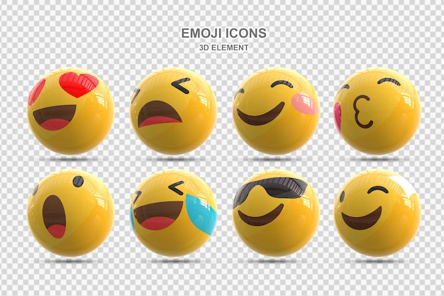 Set PSD di reazioni sui social media emoticon 3D