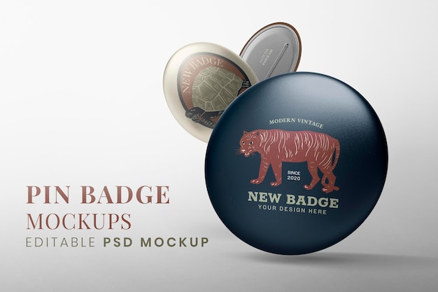 Set psd mockup pin accessorio, badge tigre