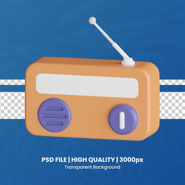 Set radio 3d di alta qualità render background trasparente radio 3d render icon pack