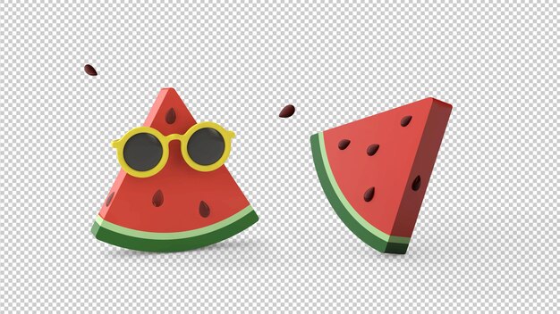 Set slice of watermelon 3d rendering