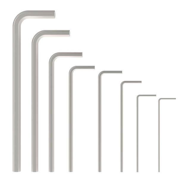 Set de touches hex hex clés 3D isolées sur un fond transparent