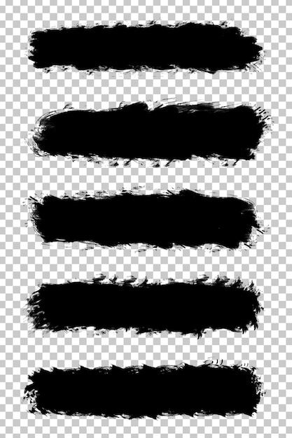Set de traits de pinceau noir isolé sur un fond transparent