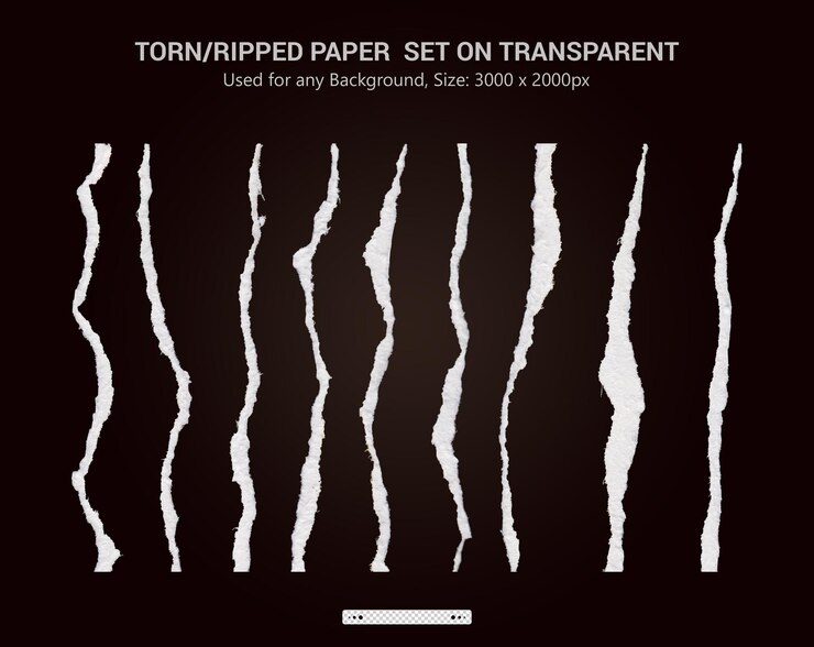 Set trasparente realistico di carta strappata