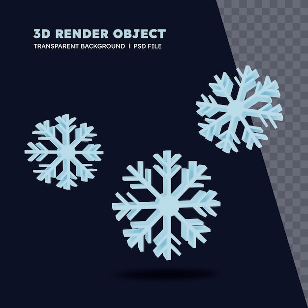 Set von 3D-Schneeflocken