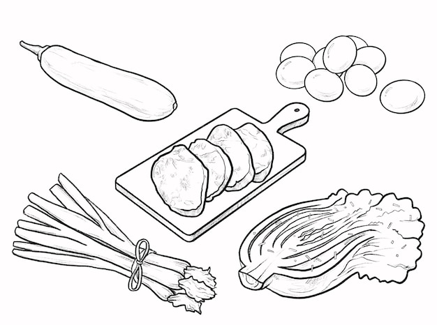 Set von Fleisch und Gemüse Kimchi