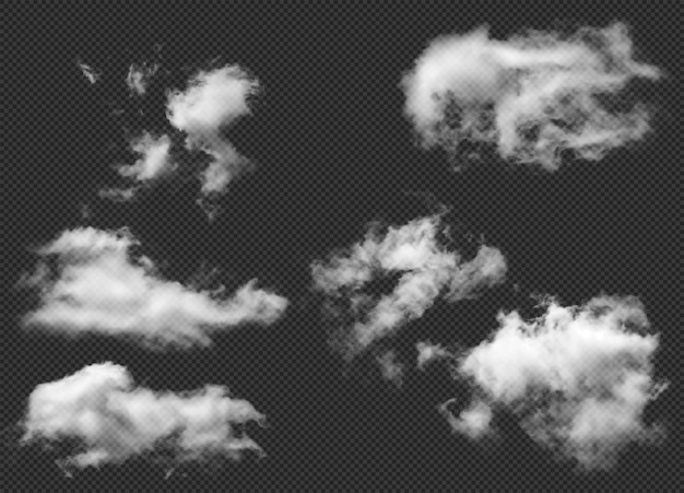 SET von realistischen Wolkenelementen Transparente Wolken Ultra-realistische Wolken 300dpi PSD-Datei
