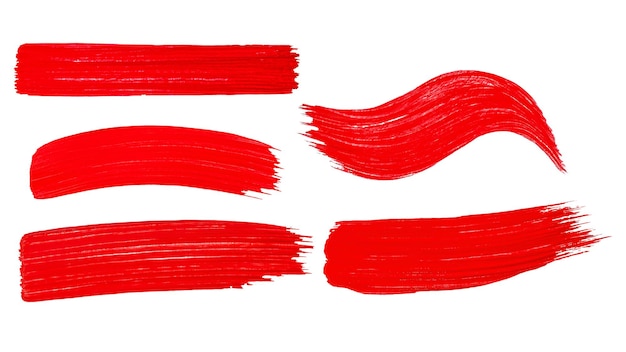Set von roten Pinselstrichen auf einem leeren PNG-Hintergrund