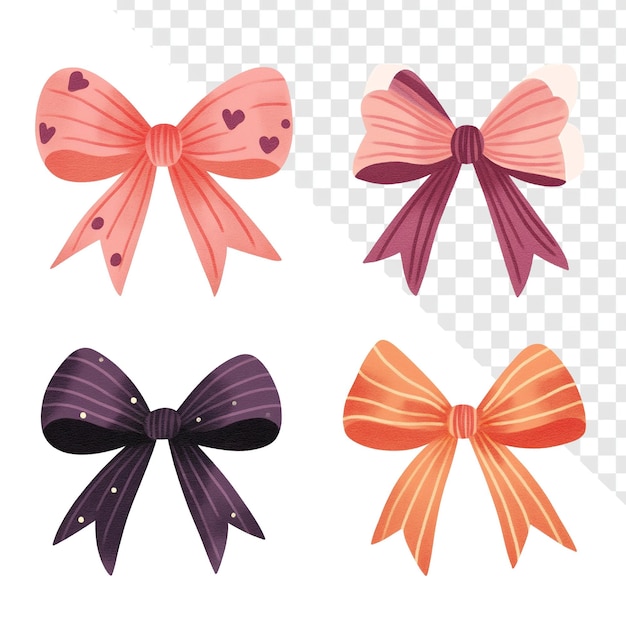 Set von vier einfachen, niedlichen Bandbogen Clipart