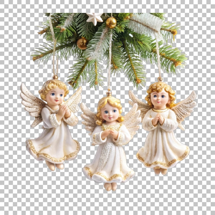 PSD set von weihnachts-baby-engel-ornament-dekorationen png-hintergrund