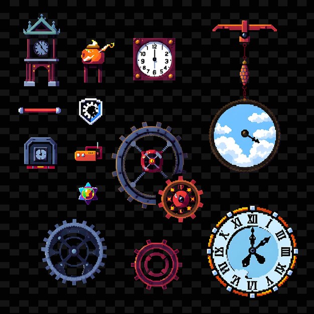 set with items clock tower swinging pendulum rusted gears broken clock face clock tower ticks eeri