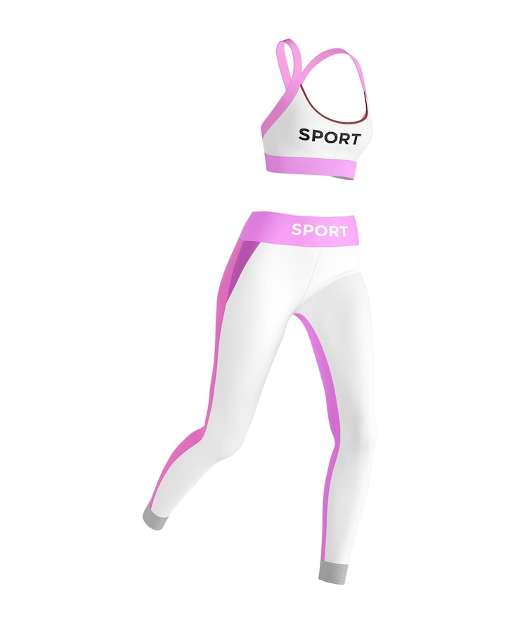 PSD set de yoga sportif blanc et rose