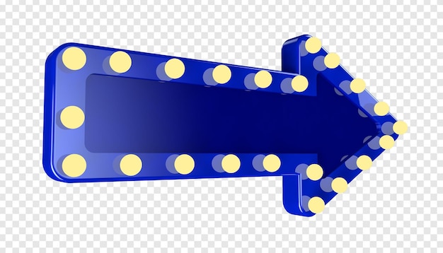 seta azul com lâmpadas amarelas renderização 3d para composição