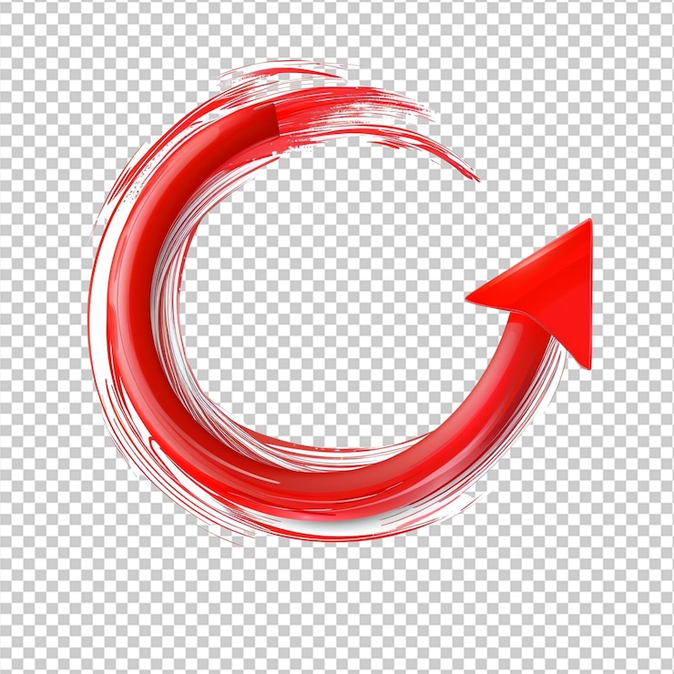 PSD seta png flecha circular vermelha com um desenho brilhante
