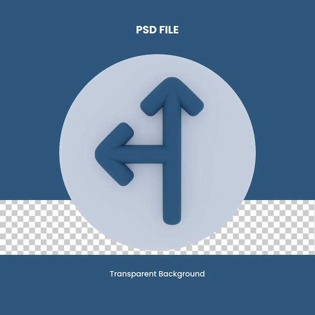 PSD seta superior esquerda ilustração do ícone de renderização 3d seta