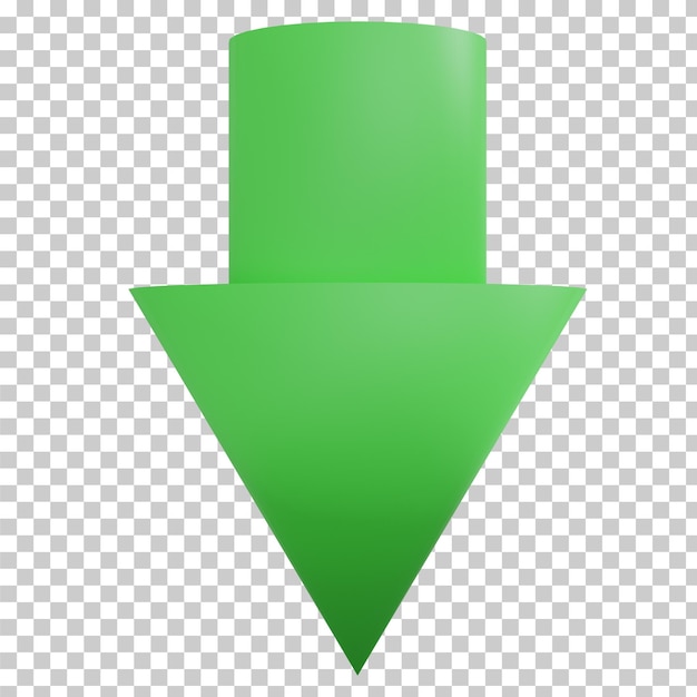 seta verde de renderização 3D isolada