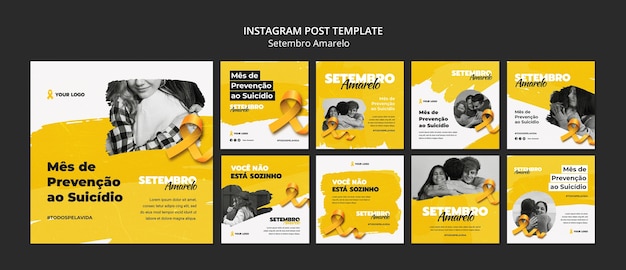 PSD setembro amarelo conciencia publicaciones de instagram