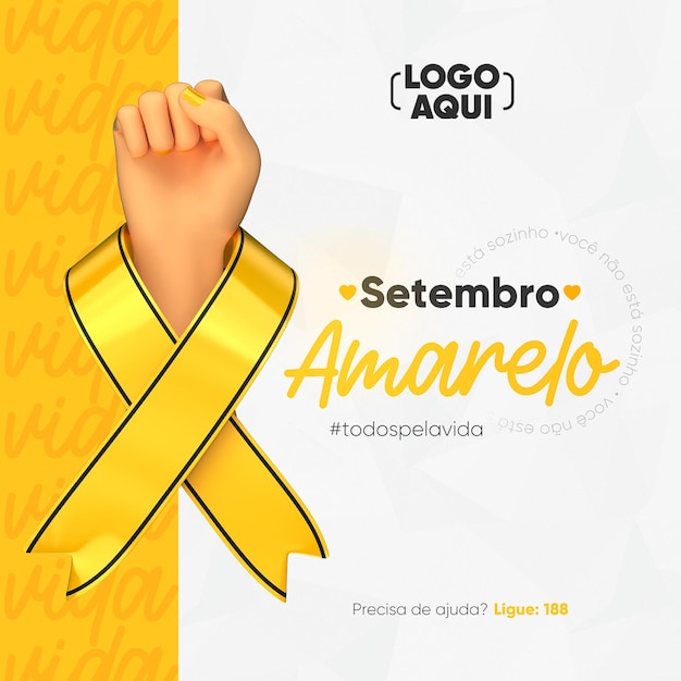 PSD setembro amarelo plantilla de alimentación de redes sociales