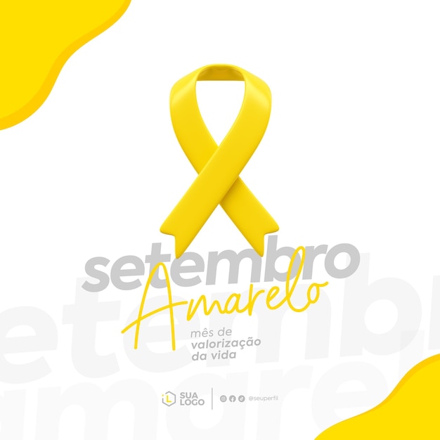 Setembro amarelo plantilla de redes sociales en portugués para celebración brasileña