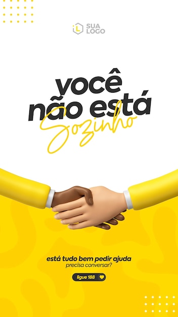 PSD setembro amarelo plantilla de redes sociales en portugués para celebración brasileña