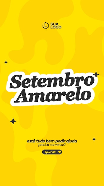 Setembro amarelo plantilla de redes sociales en portugués para celebración brasileña