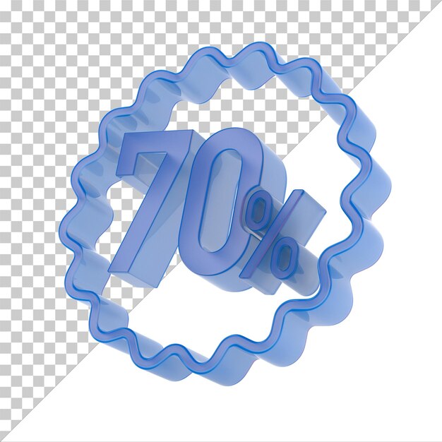El setenta por ciento en fondo blanco Ilustración 3D aislada