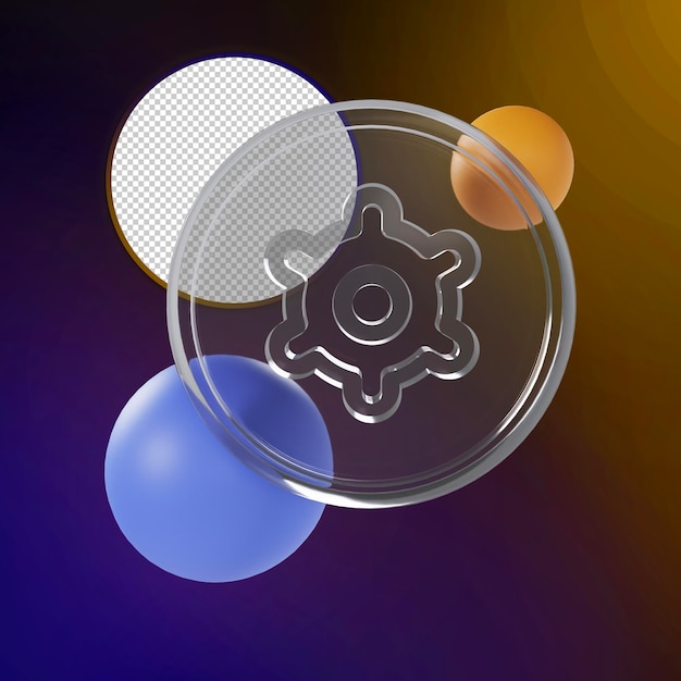 Setting Gear 3D Glassmorphism Style Premium PSD